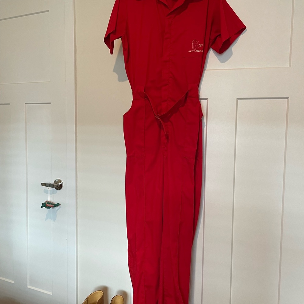 Red Short-Sleeve Jumpsuit